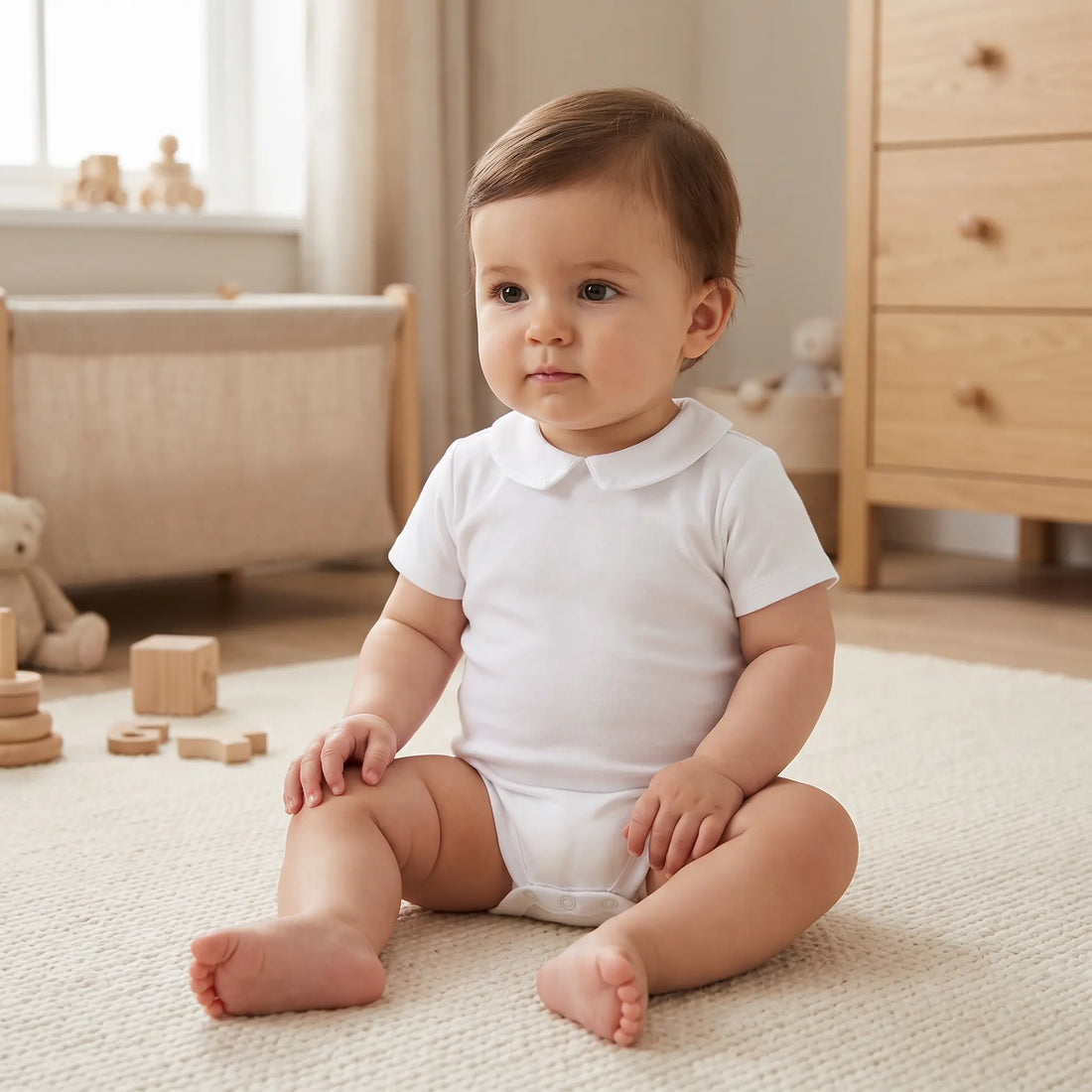 White Collared Onesie With TC Embroidery TARTINE ET CHOCOLAT
