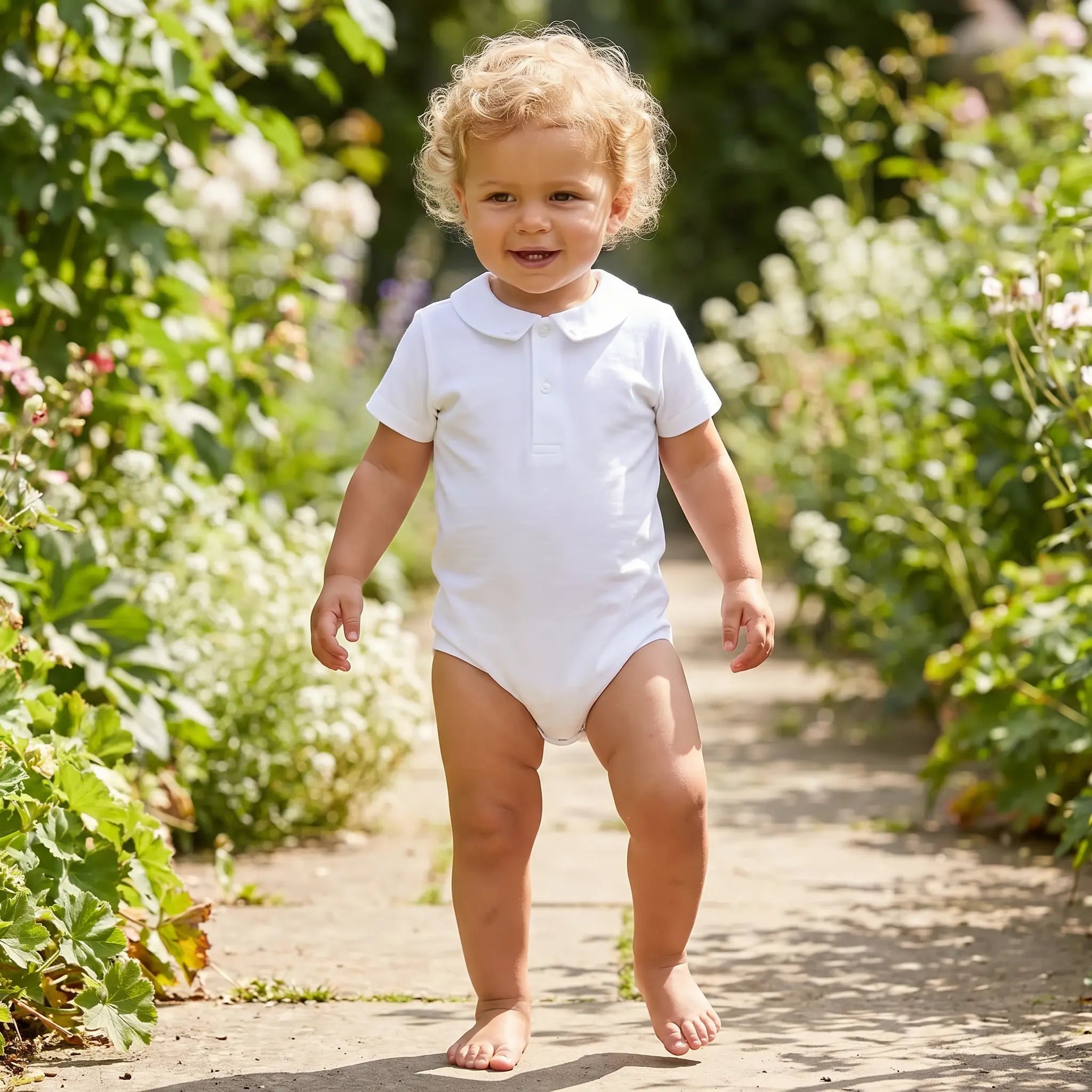 White Collared Onesie With TC Embroidery TARTINE ET CHOCOLAT