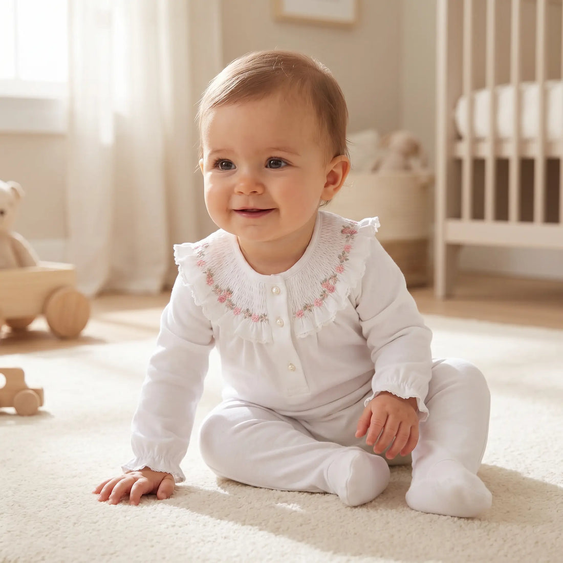 White Flower Baby Romper TARTINE ET CHOCOLAT