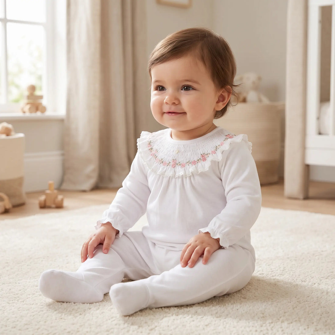 White Flower Baby Romper TARTINE ET CHOCOLAT