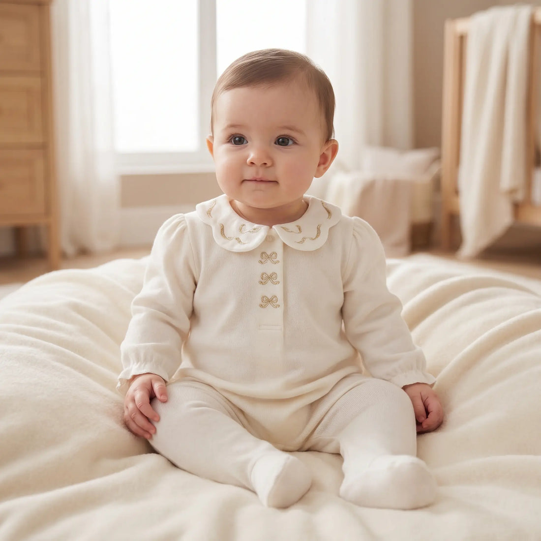 Ivory Gold Detail Romper TARTINE ET CHOCOLAT