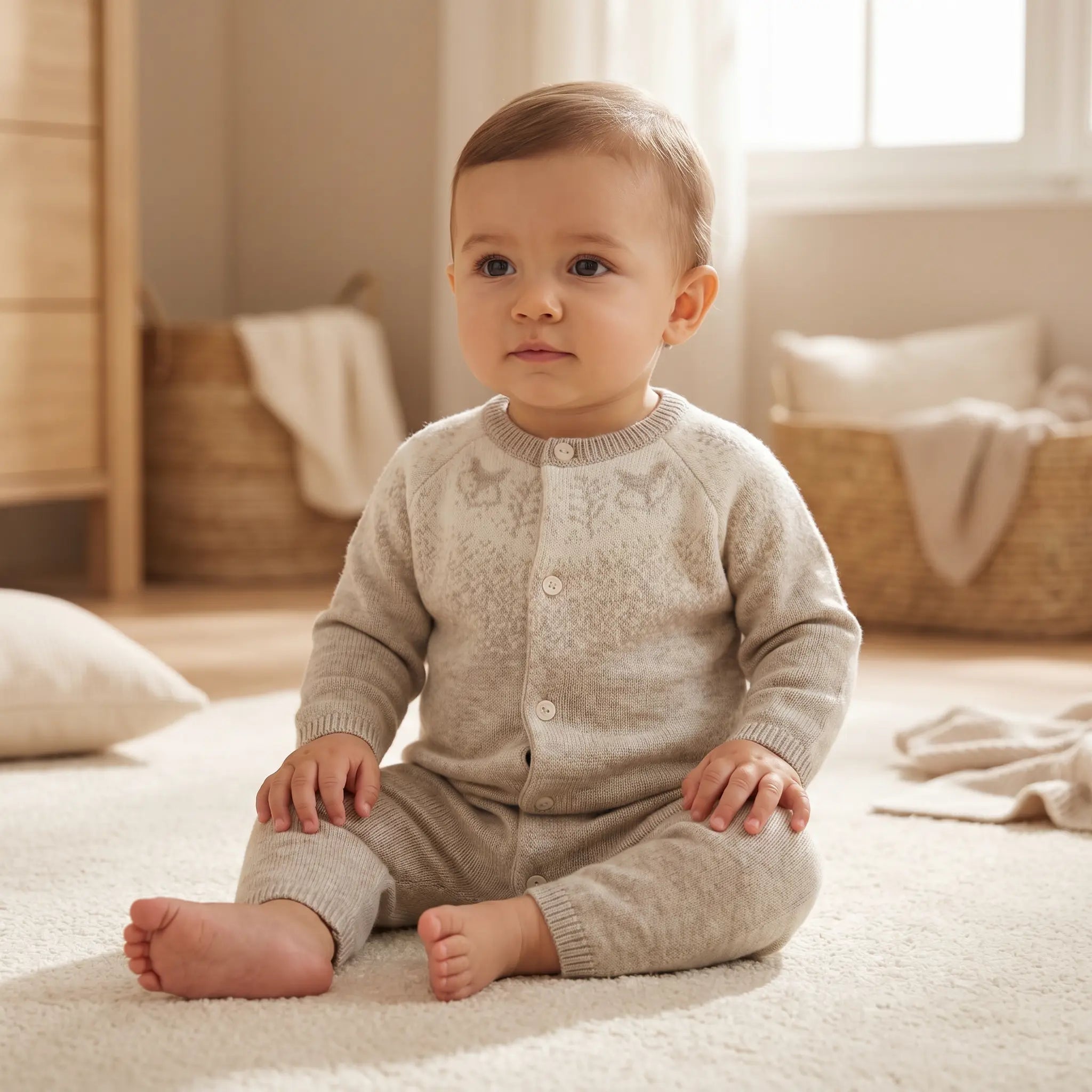 Wool Cashmere Onesie - Sand TARTINE ET CHOCOLAT
