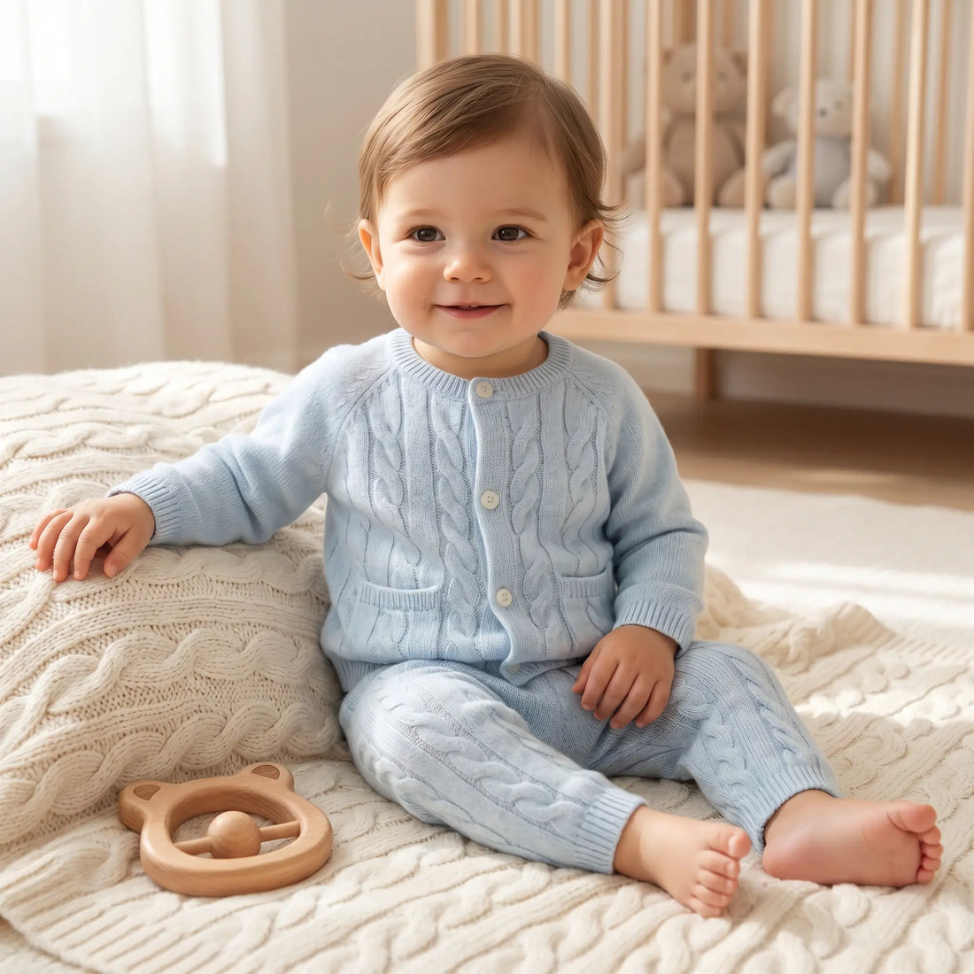 Wool Cashmere Baby Set - Sky Blue TARTINE ET CHOCOLAT