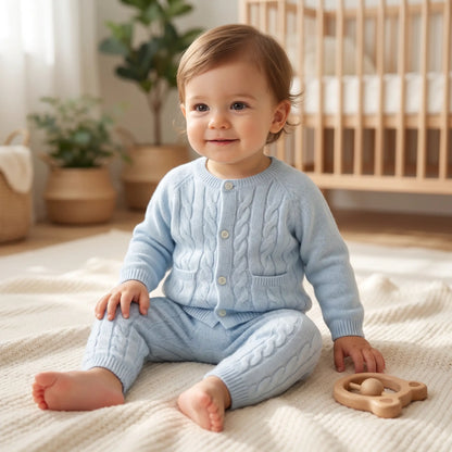 Wool Cashmere Baby Set - Sky Blue TARTINE ET CHOCOLAT