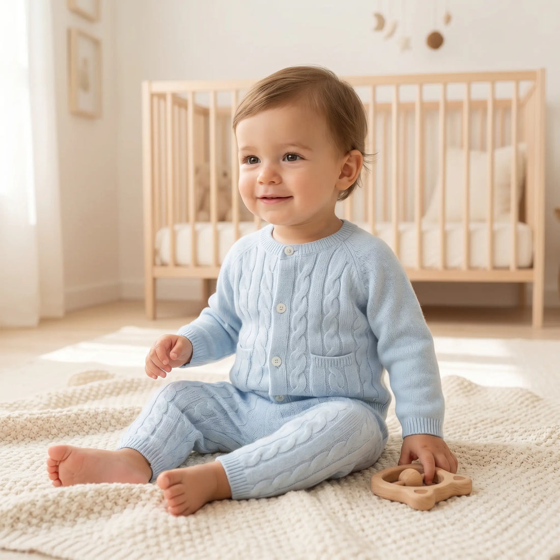 Wool Cashmere Baby Set - Sky Blue TARTINE ET CHOCOLAT