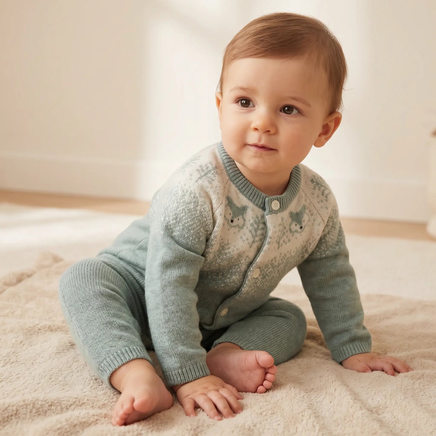 Wool Cashmere Onesie - Jade Green TARTINE ET CHOCOLAT