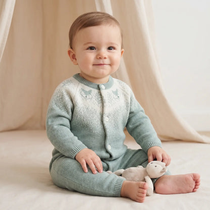Wool Cashmere Onesie - Jade Green TARTINE ET CHOCOLAT