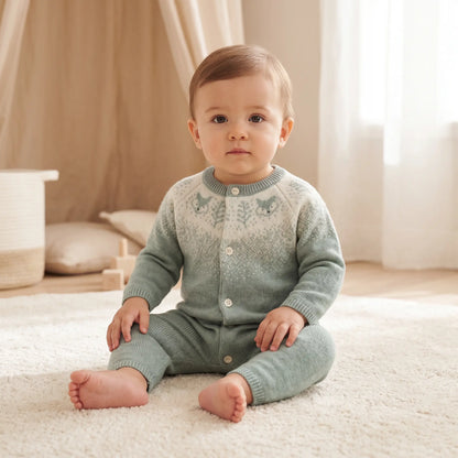 Wool Cashmere Onesie - Jade Green TARTINE ET CHOCOLAT