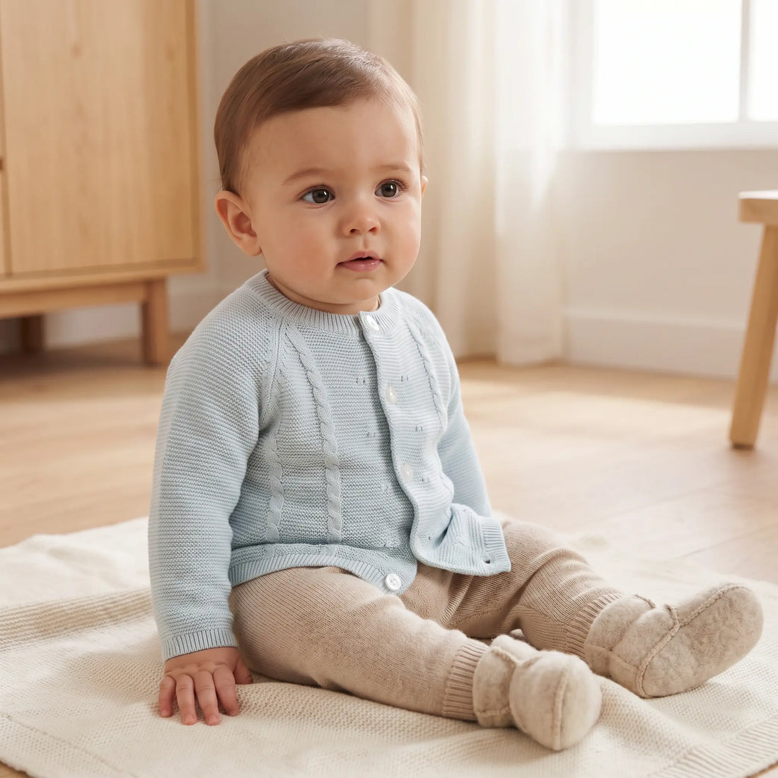 Baby Cardigan - Blue Grey TARTINE ET CHOCOLAT