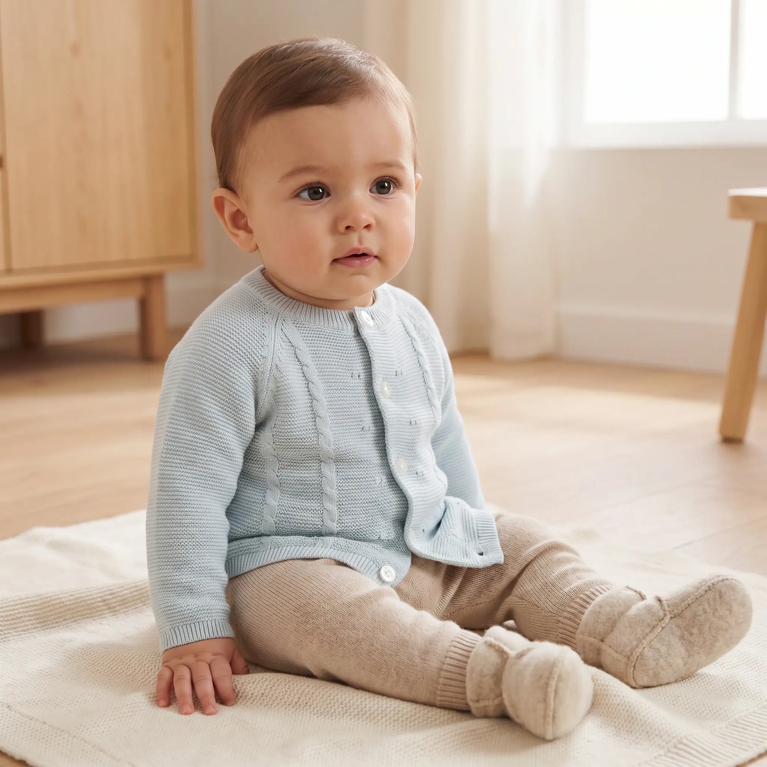 Baby Cardigan - Blue Grey TARTINE ET CHOCOLAT