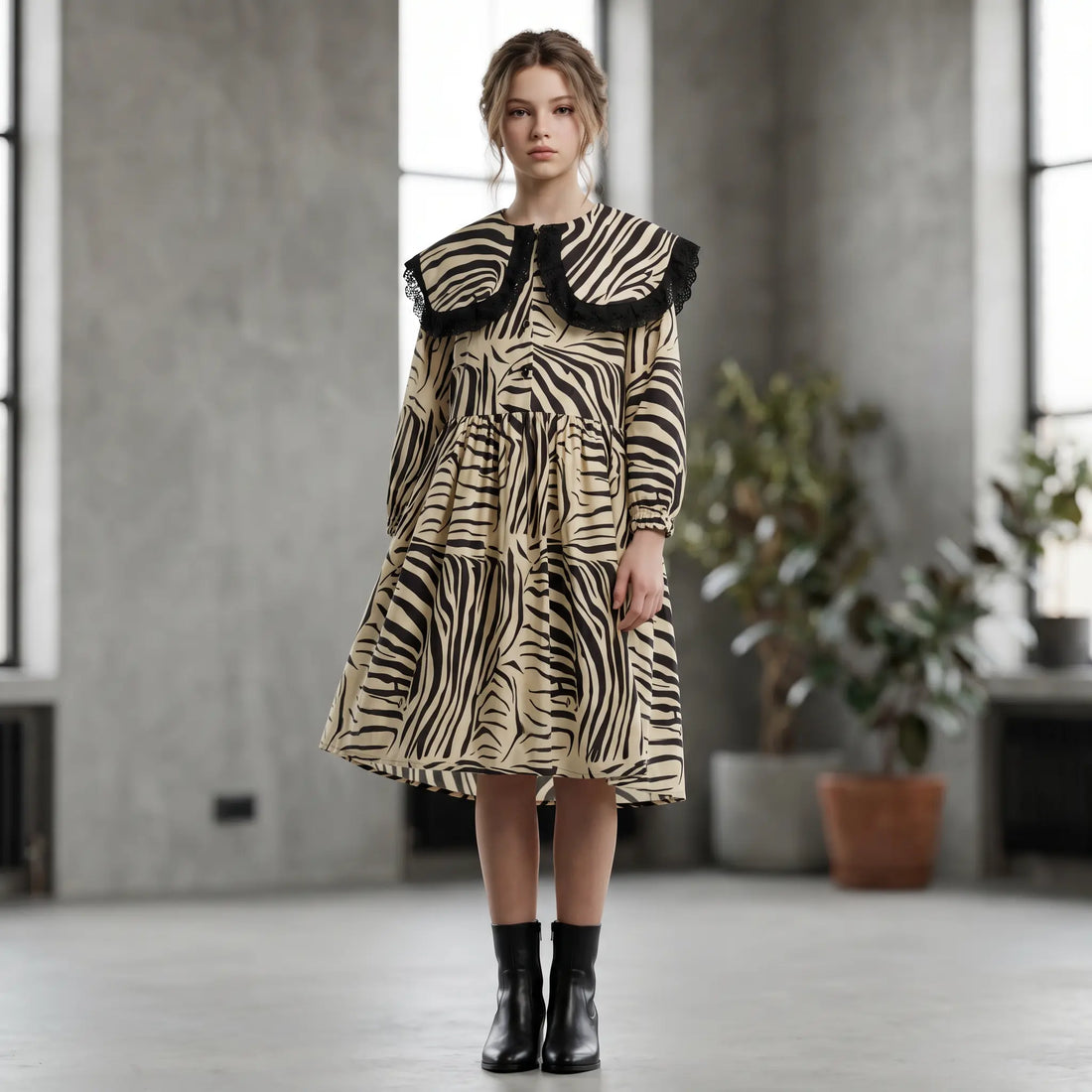 Zebra Black Dress WOLF &amp; RITA