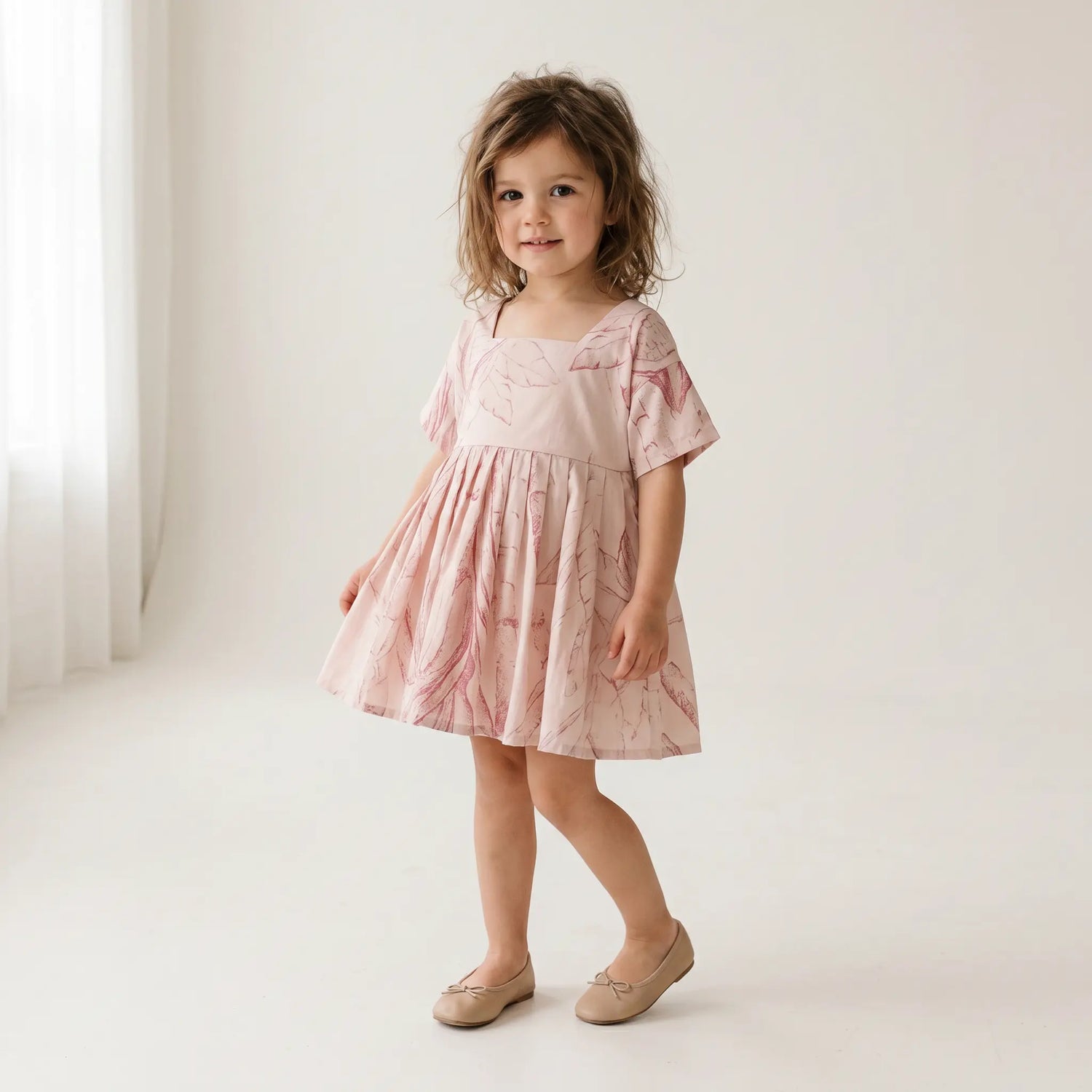 Pink Almonds Cotton Loose-Dress MIMOOKIDS BARCELONA