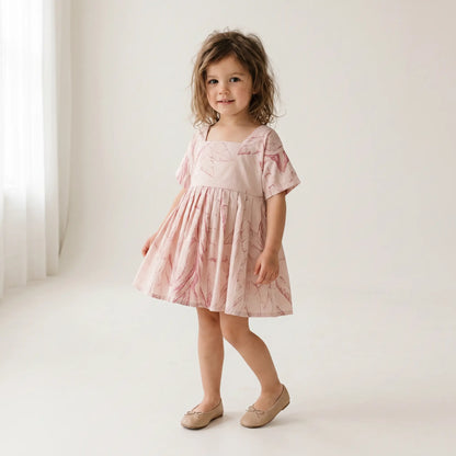 Pink Almonds Cotton Loose-Dress MIMOOKIDS BARCELONA
