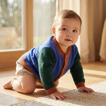Color Block Baby Cardigan - Indigo TINYCOTTONS