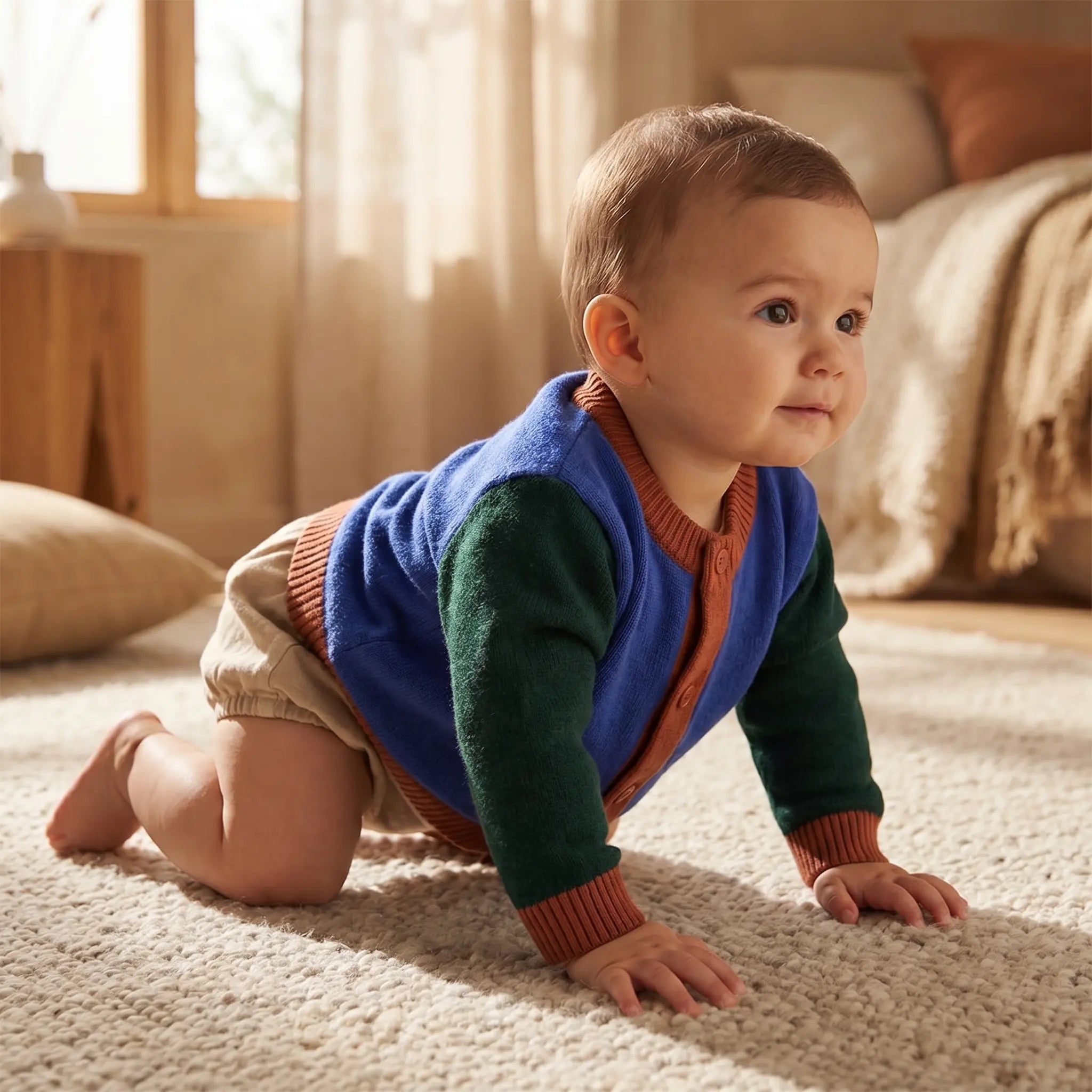 Color Block Baby Cardigan - Indigo TINYCOTTONS
