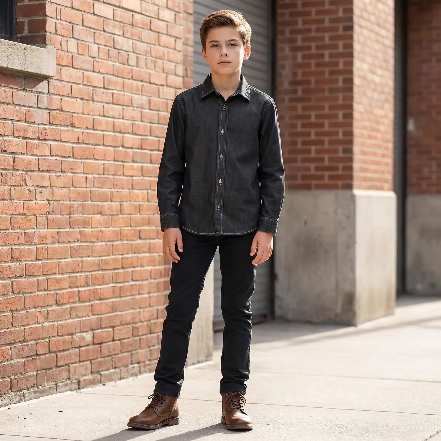 Boy L/s Italian Collar Shirt - Black NUPKEET