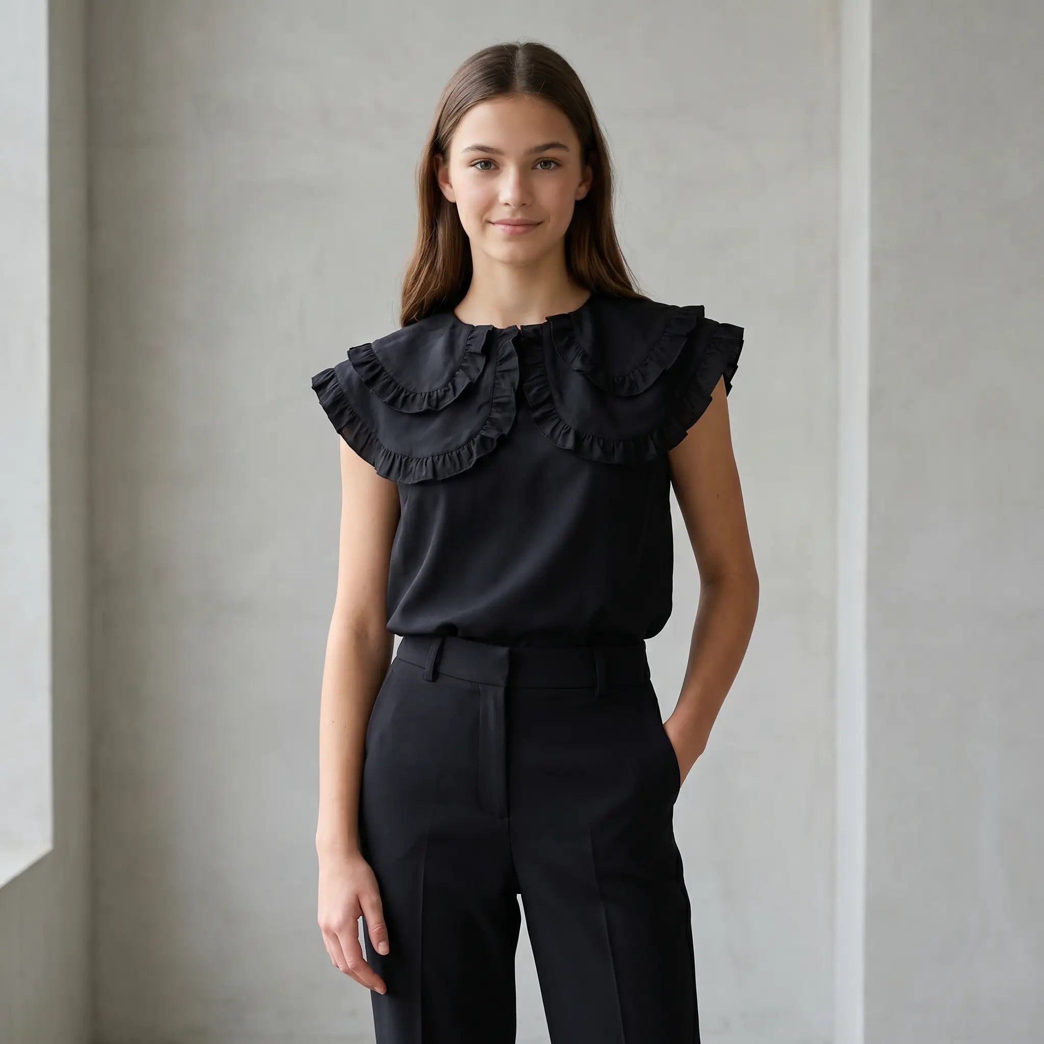 Clarissa Black Woven Blouse WOLF &amp; RITA