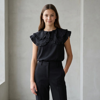 Clarissa Black Woven Blouse WOLF &amp; RITA