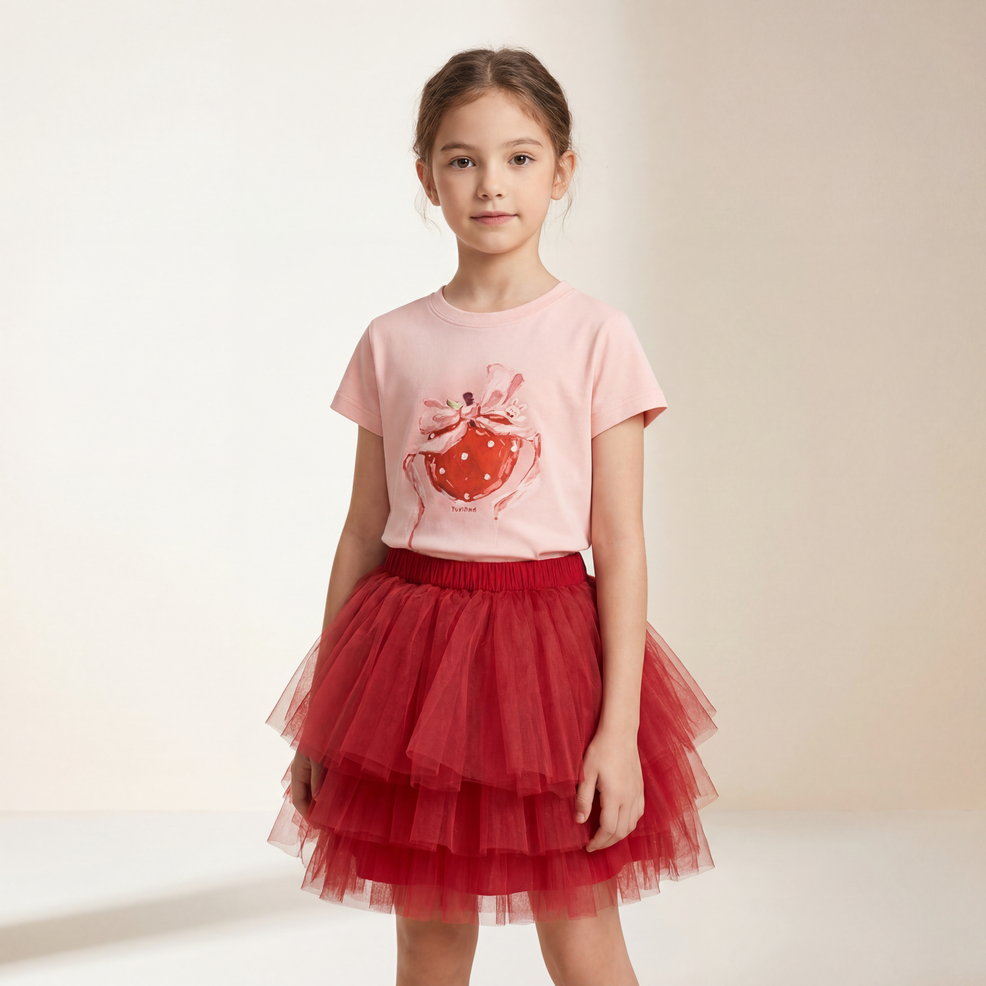 Girls Pink Strawberry Graphic T-Shirt