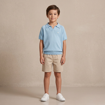 Boys Blue Knit Polo Shirt