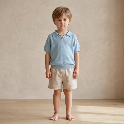 Boys Blue Knit Polo Shirt