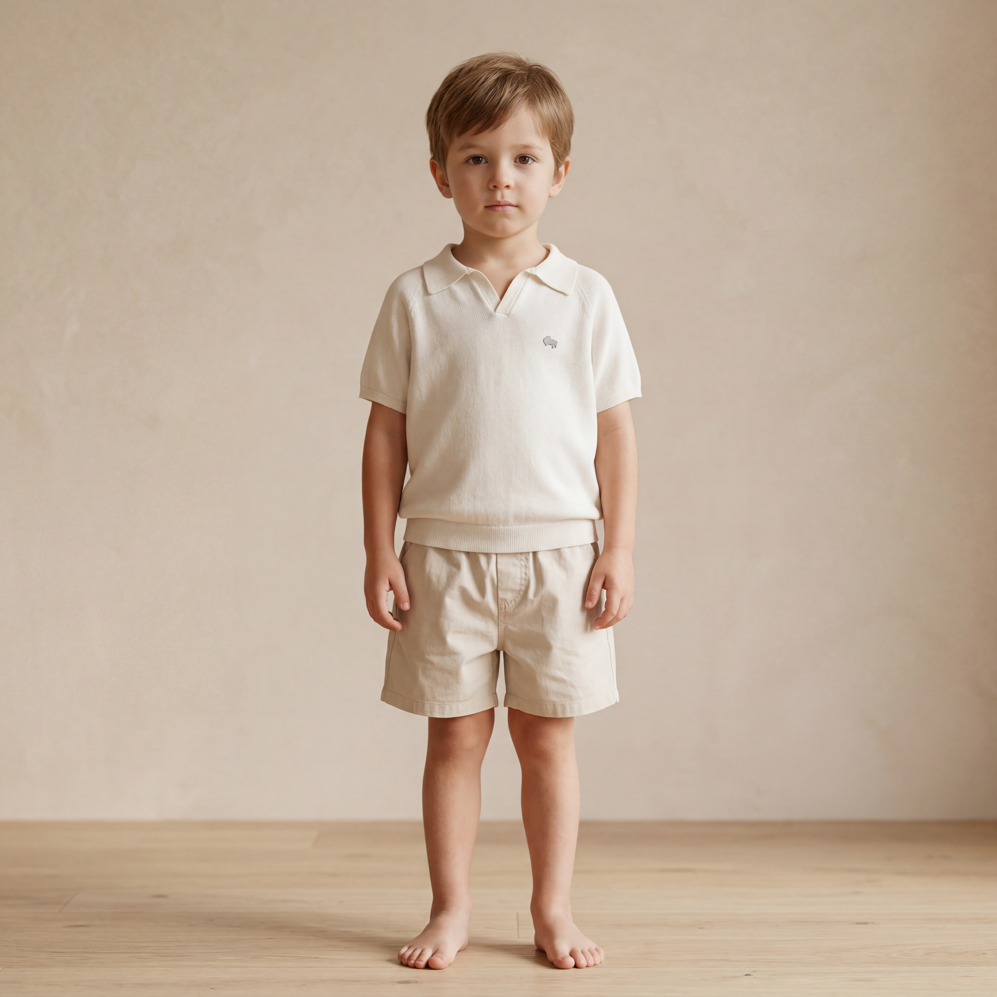 Boys White Knit Polo Shirt