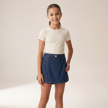 جيرلز بلو دينم سكيرت مع شورت داخلي