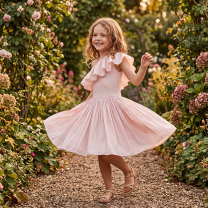 Girls Cloud Pink One-Shoulder Dress