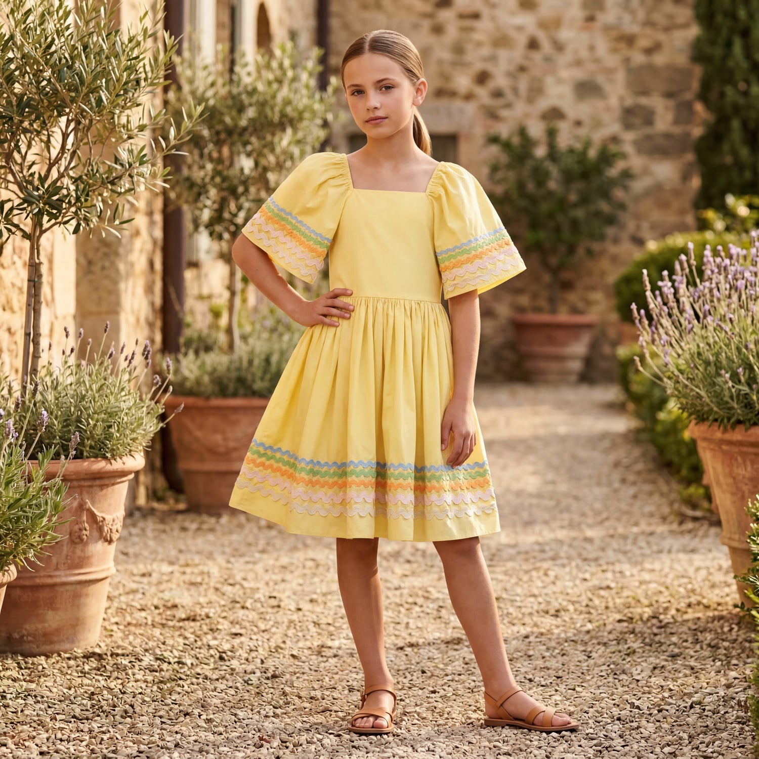 Girls Sunshine Wave Organic Cotton Dress