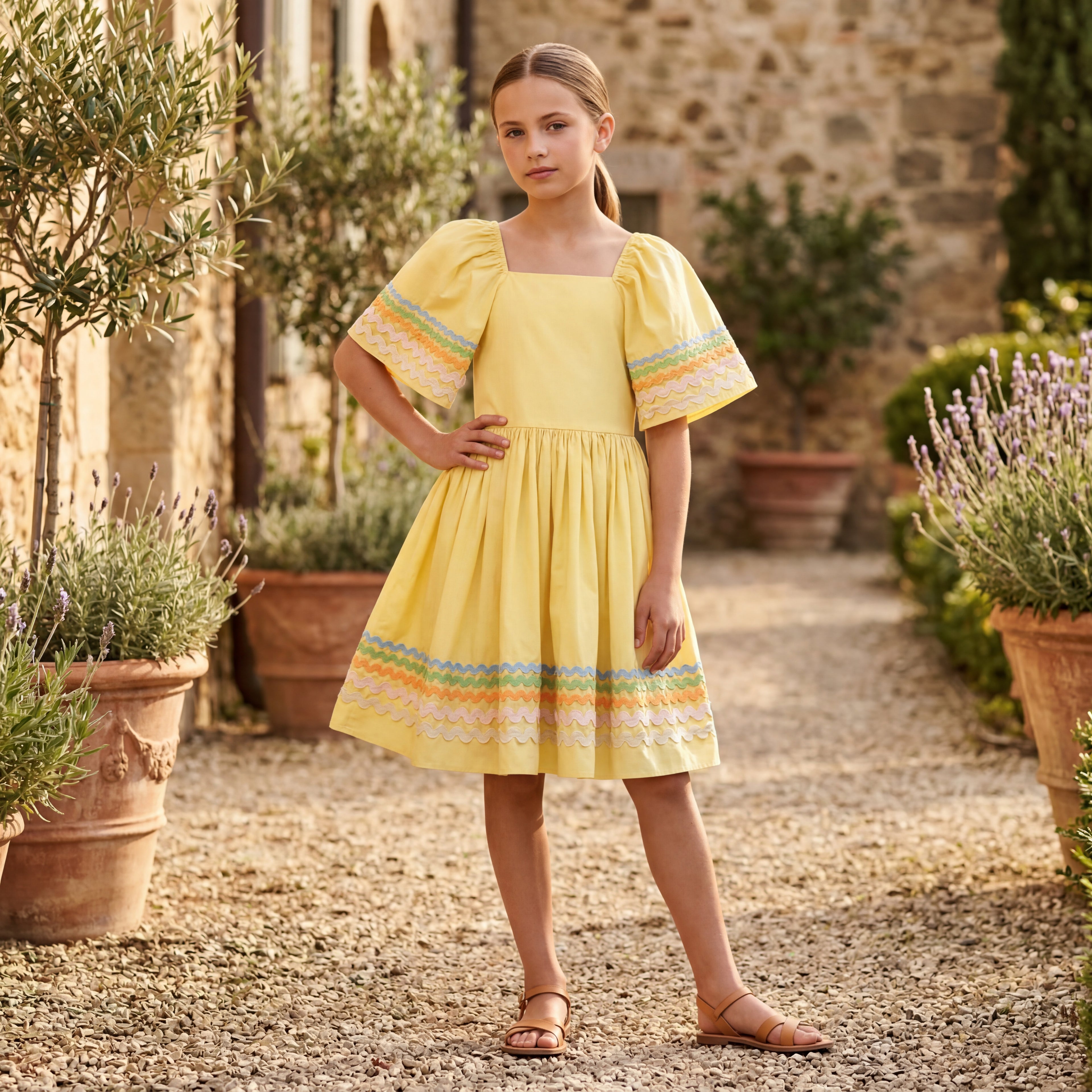 Girls Sunshine Wave Organic Cotton Dress