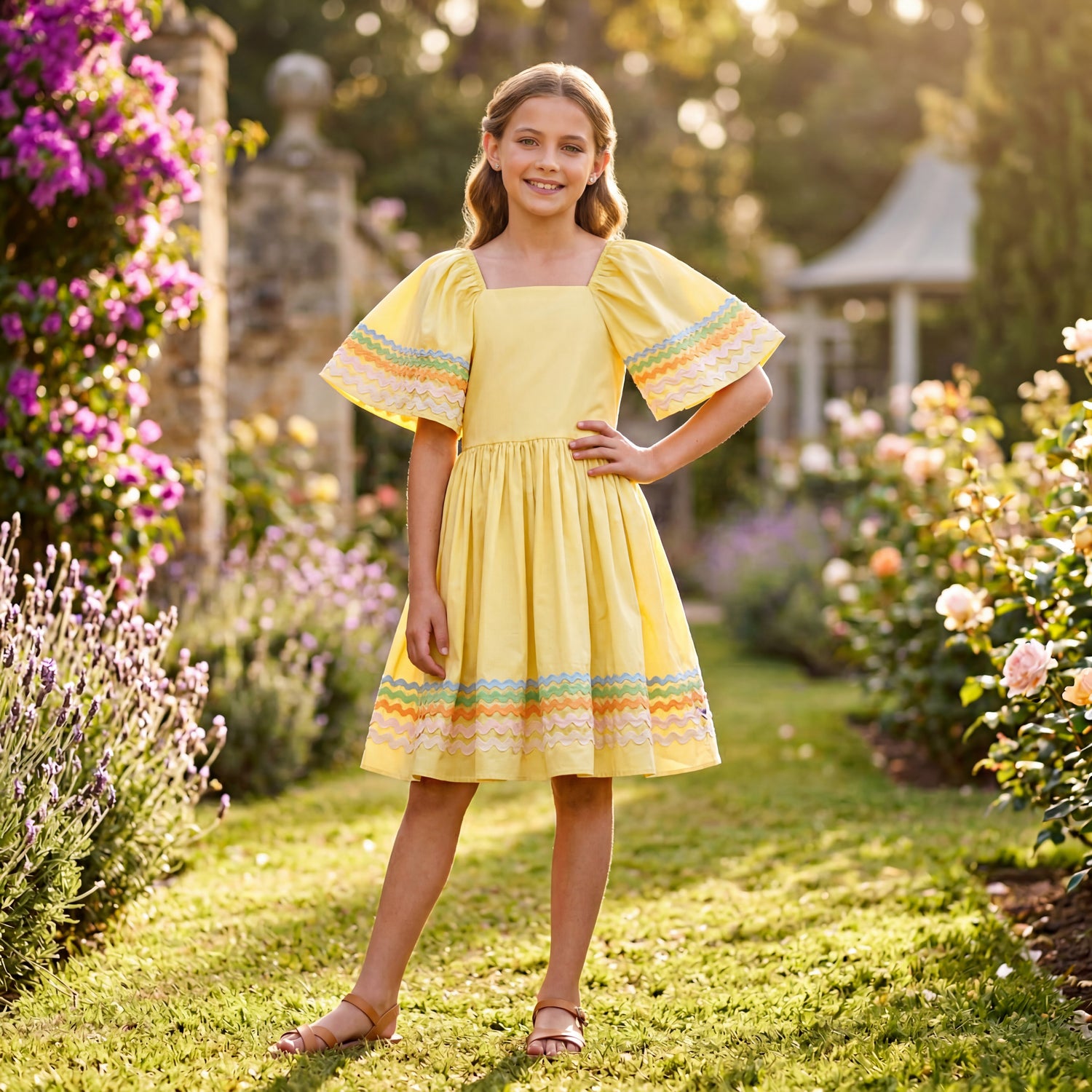 Girls Sunshine Wave Organic Cotton Dress