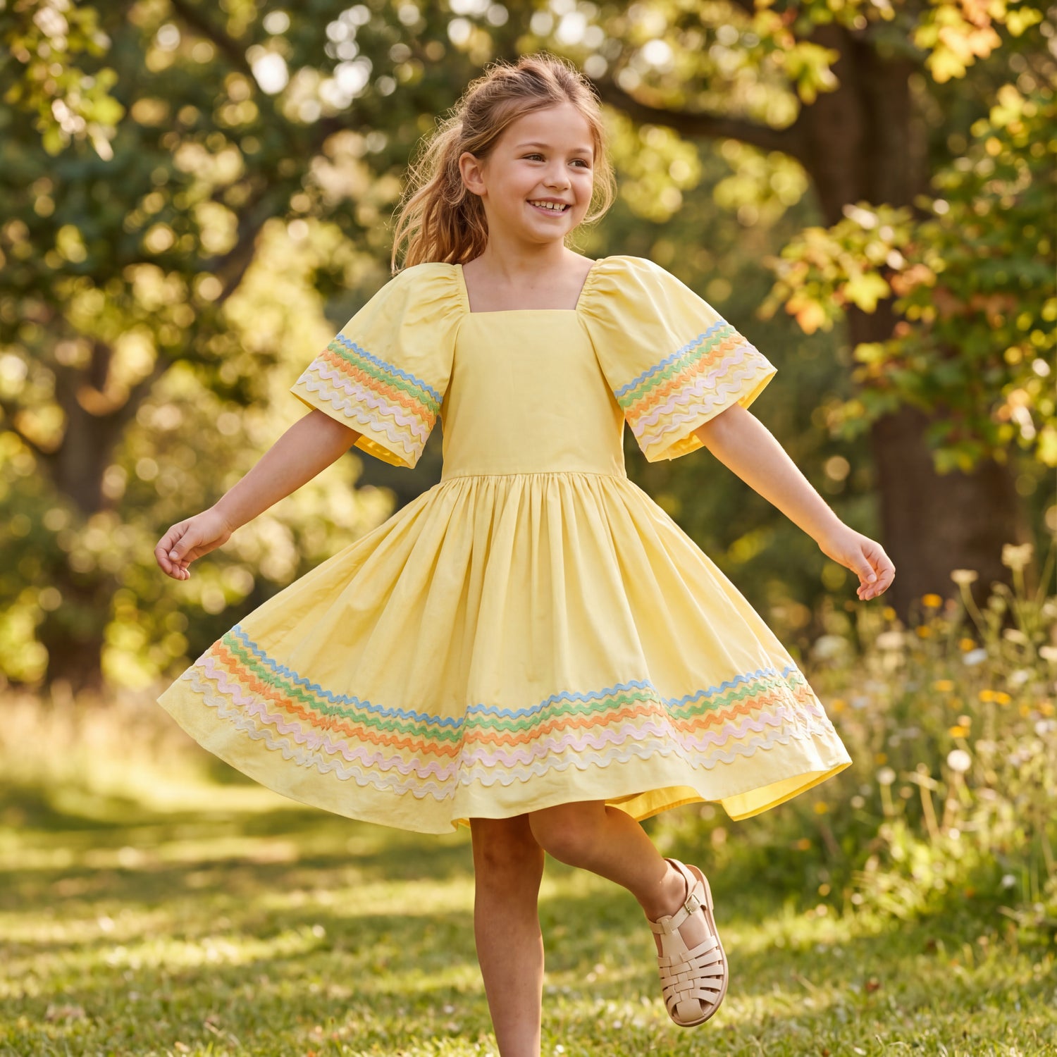 Girls Sunshine Wave Organic Cotton Dress