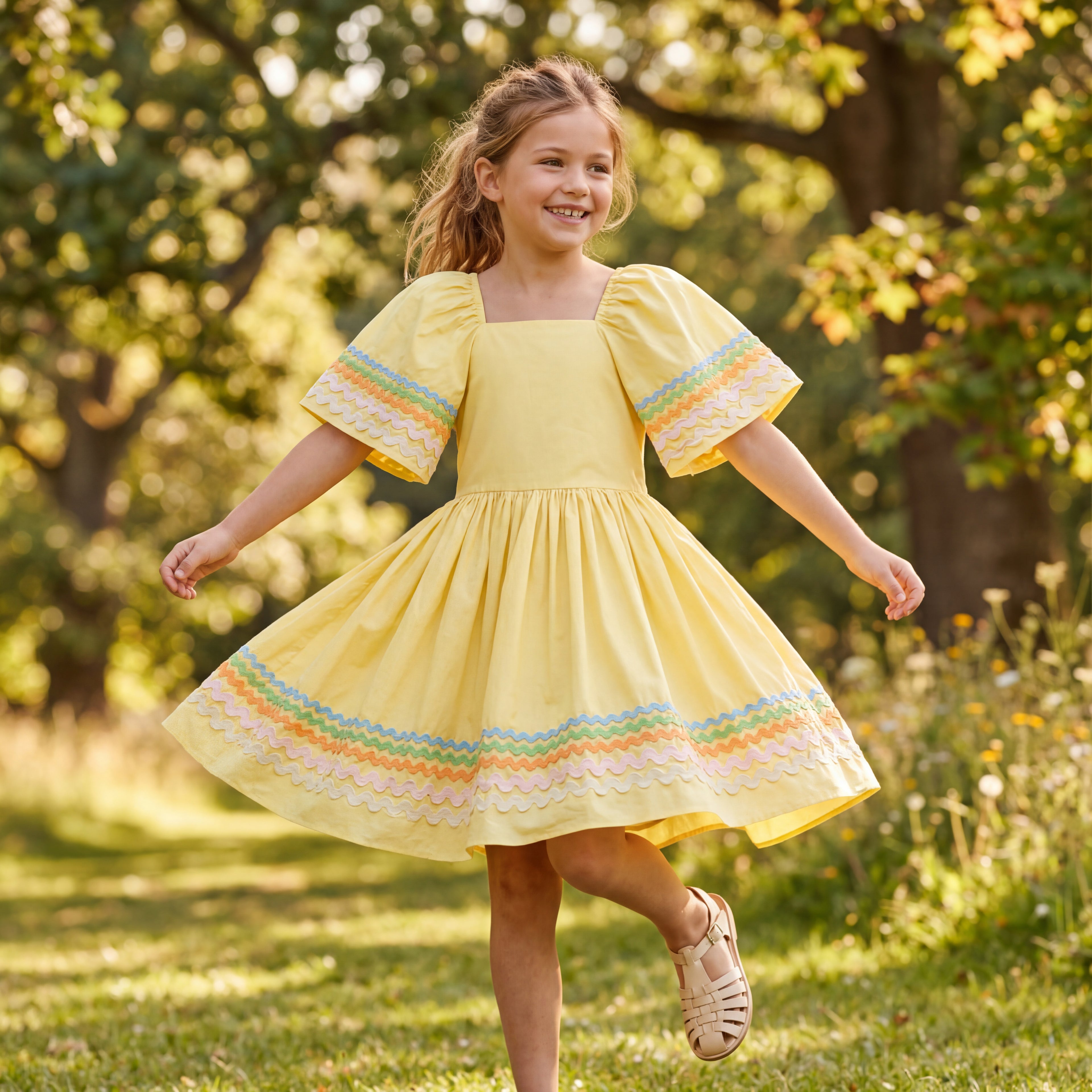 Girls Sunshine Wave Organic Cotton Dress