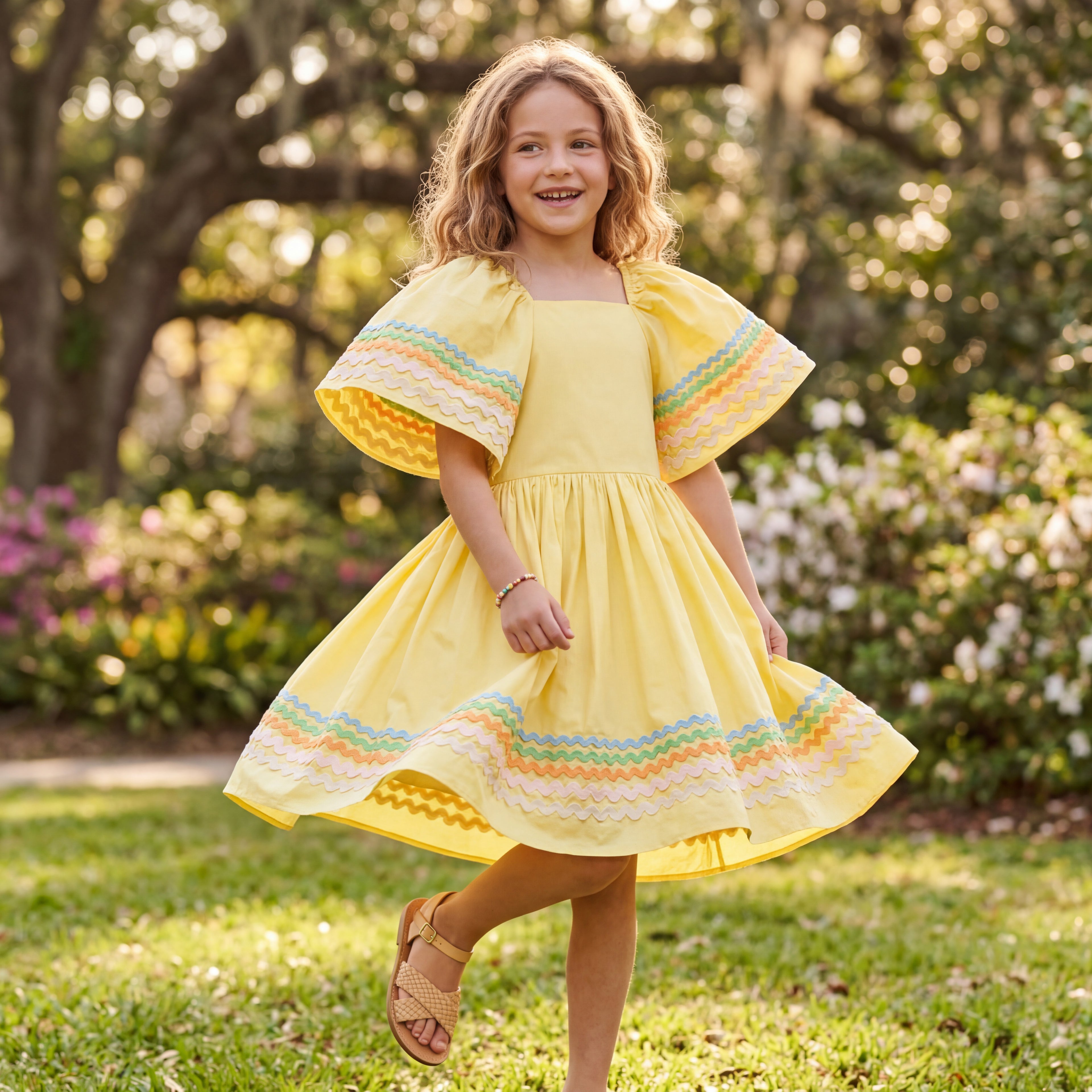 Girls Sunshine Wave Organic Cotton Dress