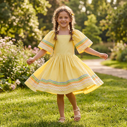 Girls Sunshine Wave Organic Cotton Dress