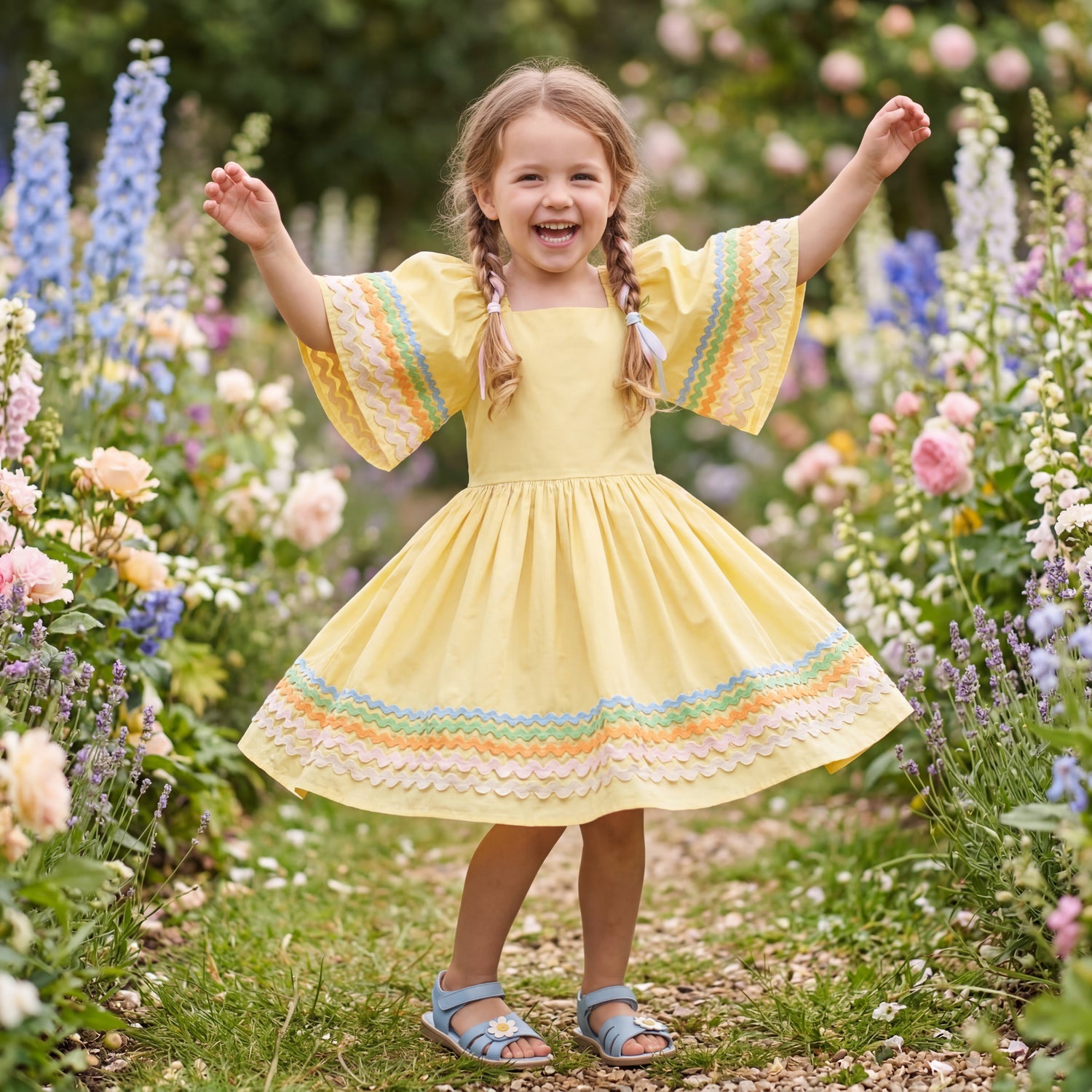 Girls Sunshine Wave Organic Cotton Dress