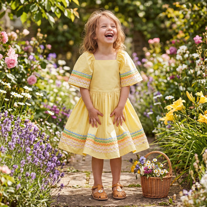 Girls Sunshine Wave Organic Cotton Dress