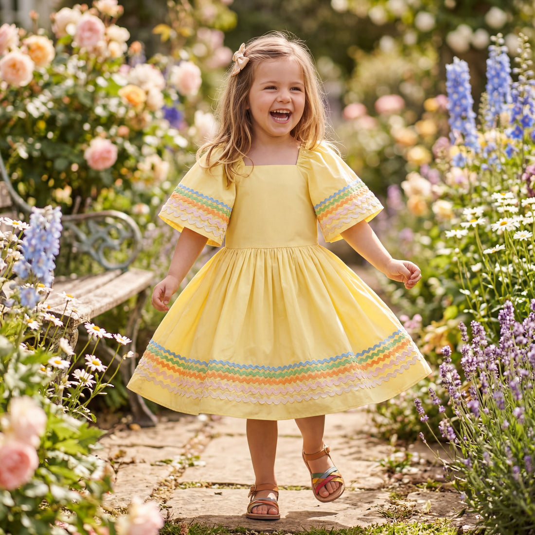 Girls Sunshine Wave Organic Cotton Dress