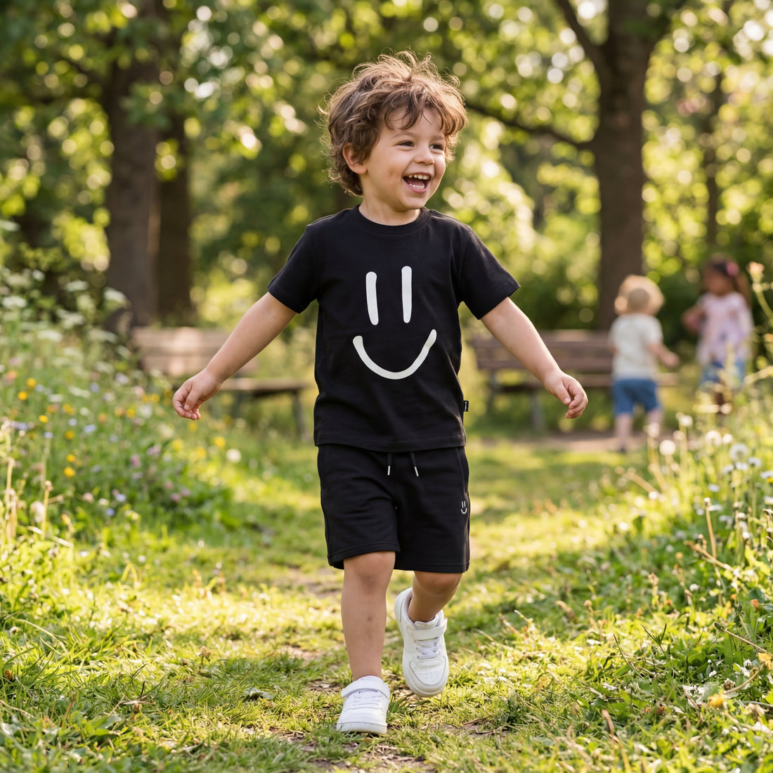 Boys Black Organic Cotton T-Shirt &amp; Shorts Set