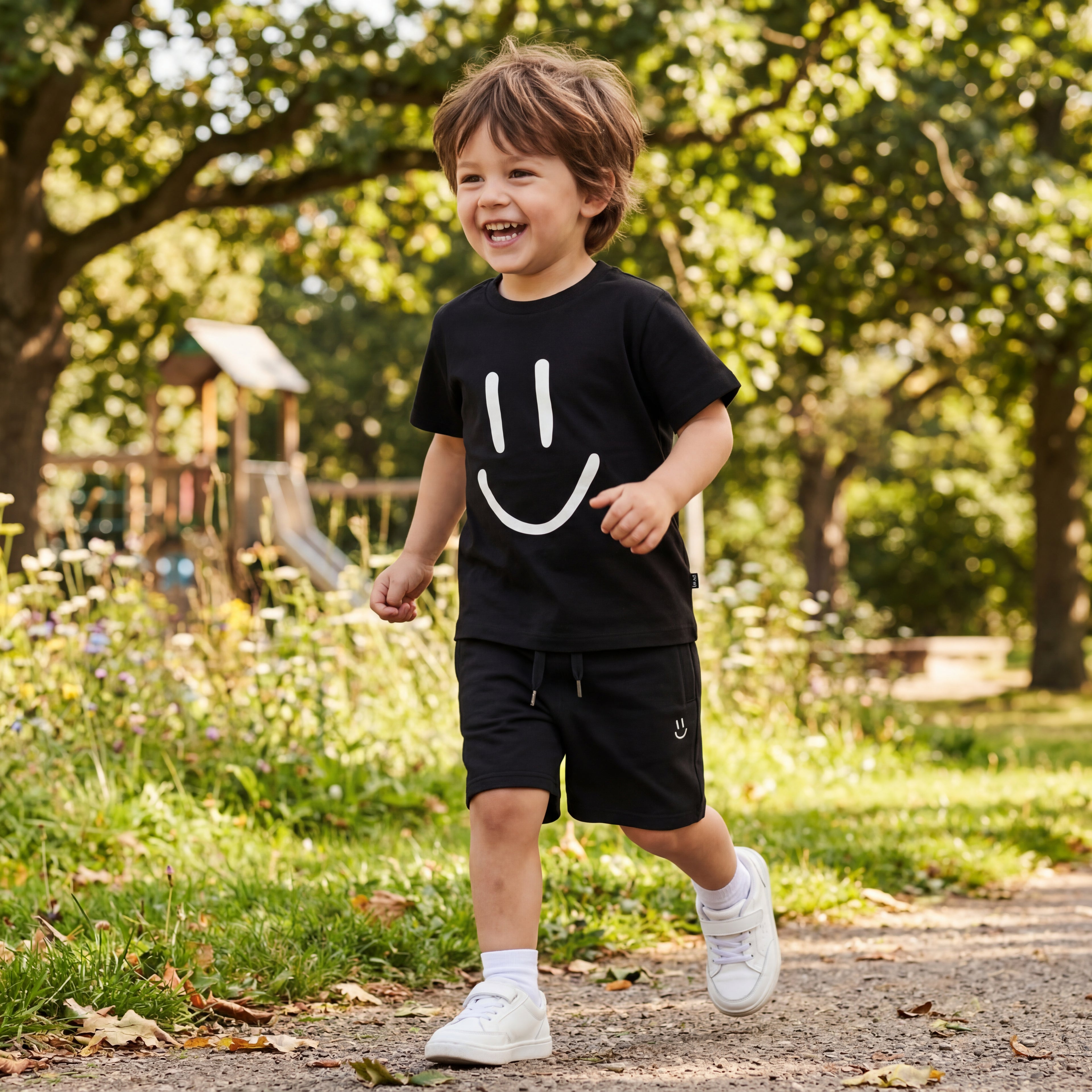 Boys Black Organic Cotton T-Shirt &amp; Shorts Set