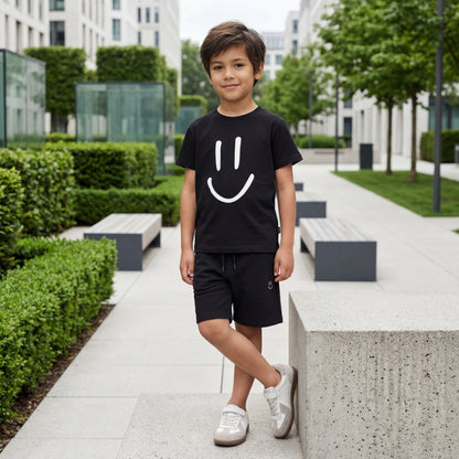 Boys Black Organic Cotton T-Shirt &amp; Shorts Set