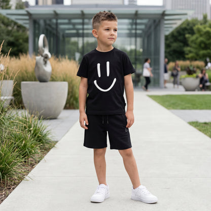 Boys Black Organic Cotton T-Shirt &amp; Shorts Set