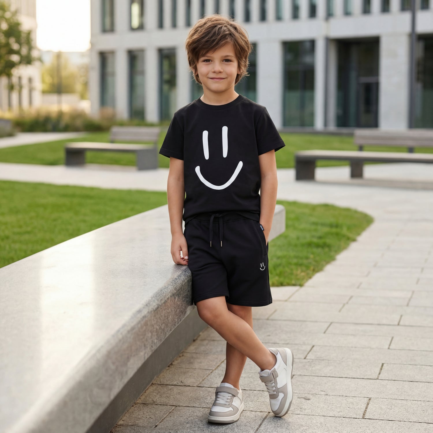 Boys Black Organic Cotton T-Shirt &amp; Shorts Set