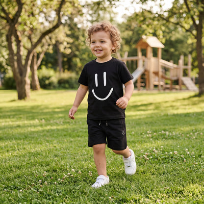 Boys Black Organic Cotton T-Shirt &amp; Shorts Set