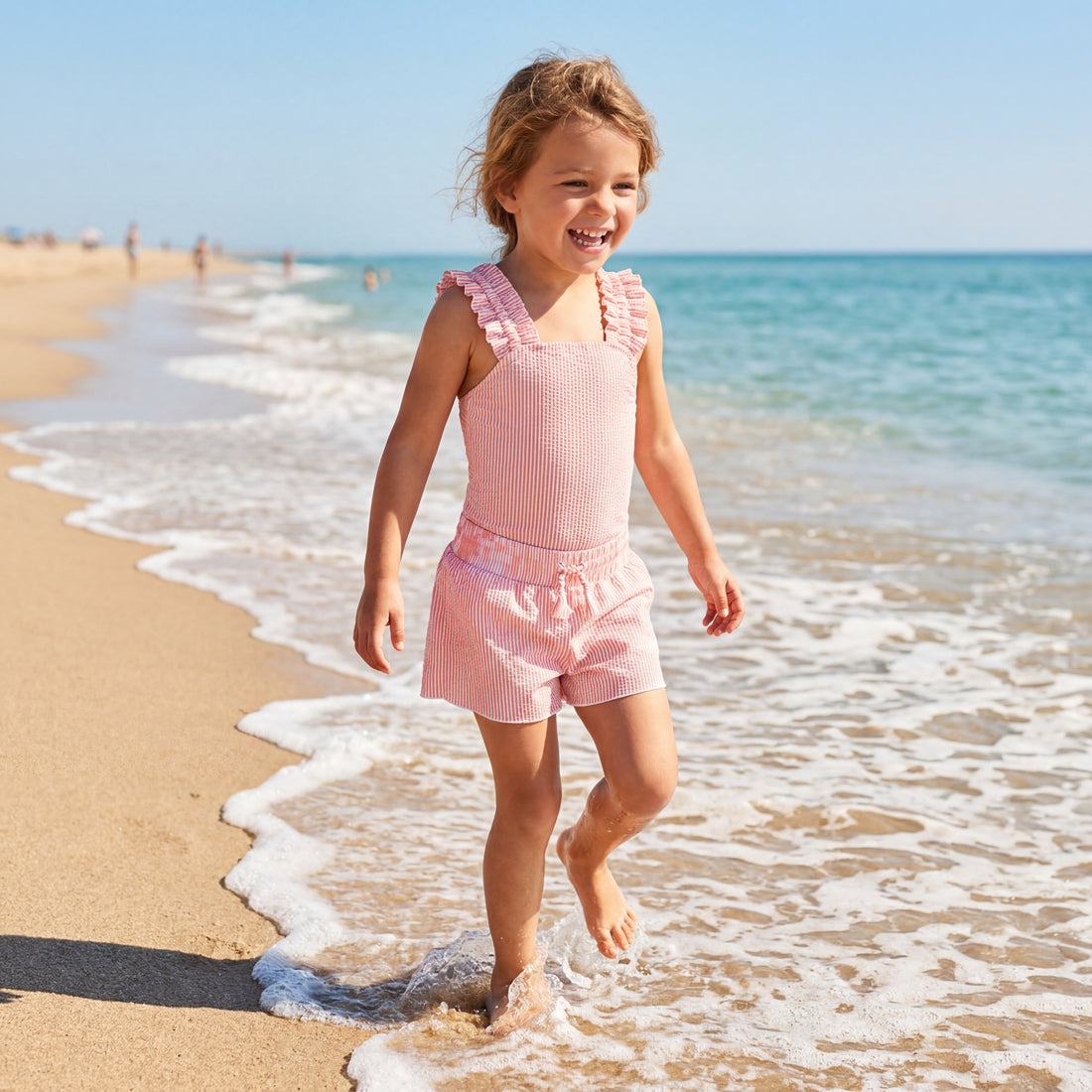 Girls Meadow Stripe Swimsuit &amp; Trunks Set