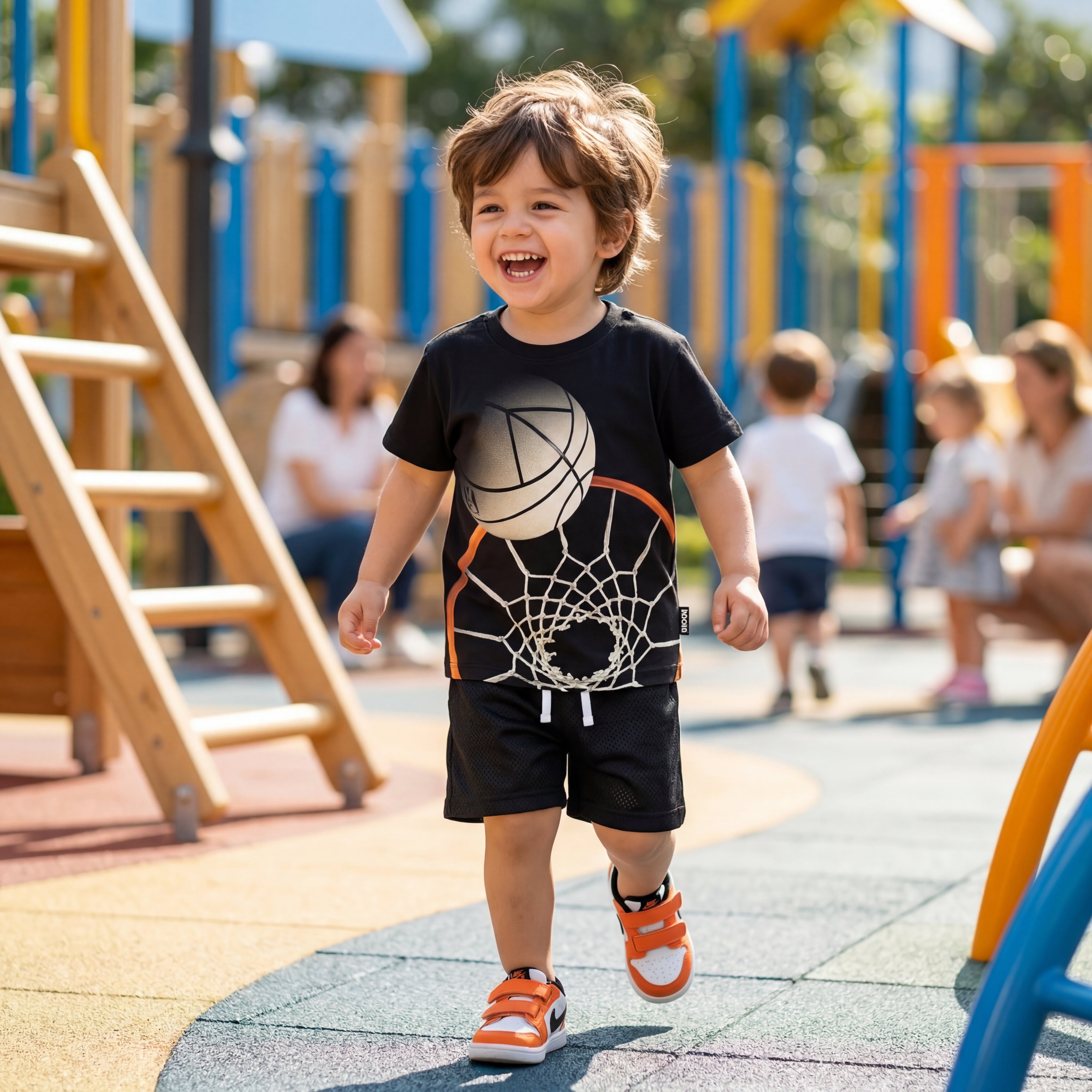 Boys Basket Hoop Organic Cotton T-Shirt