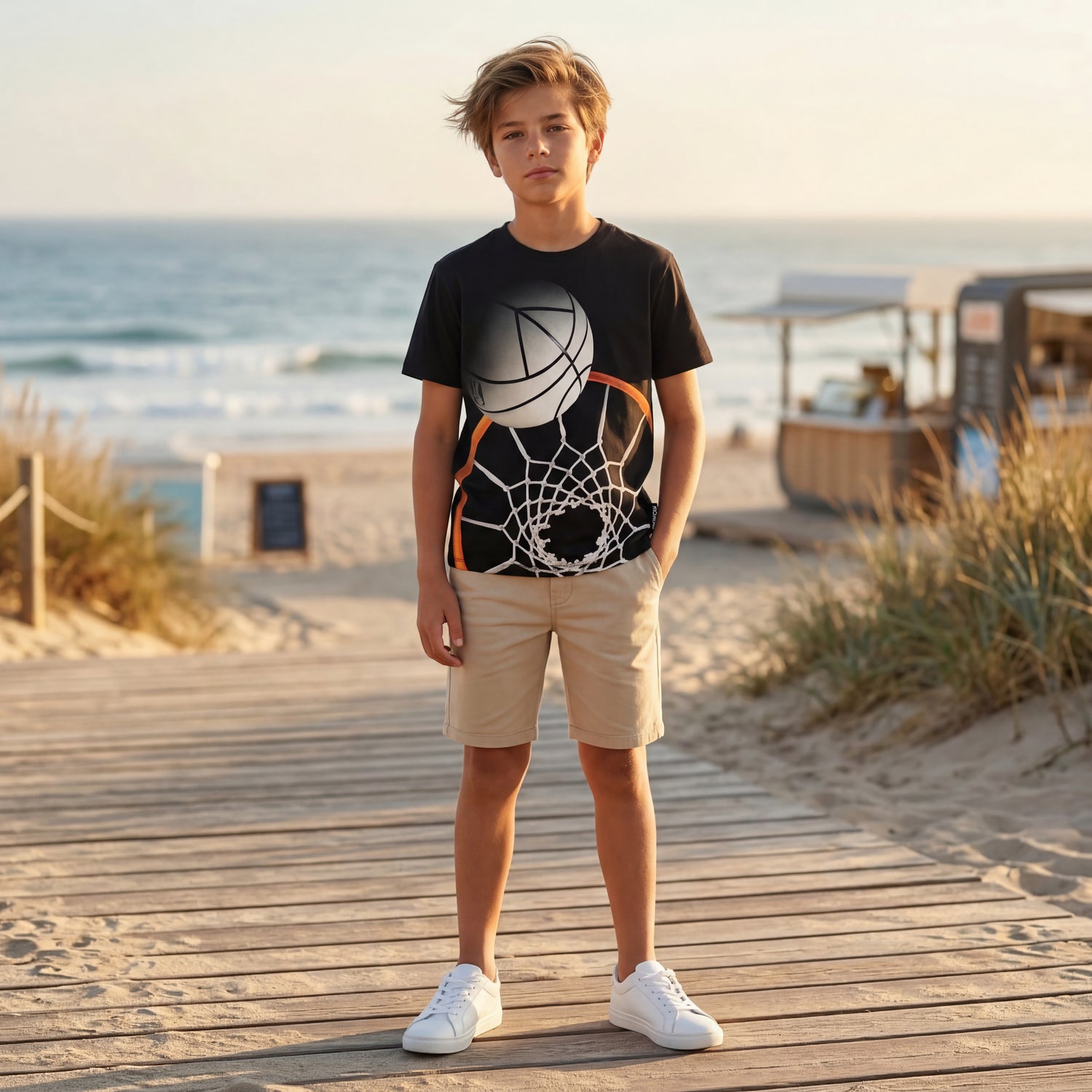 Boys Basket Hoop Organic Cotton T-Shirt