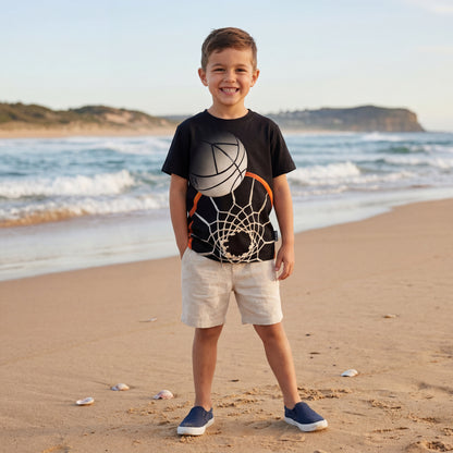 Boys Basket Hoop Organic Cotton T-Shirt