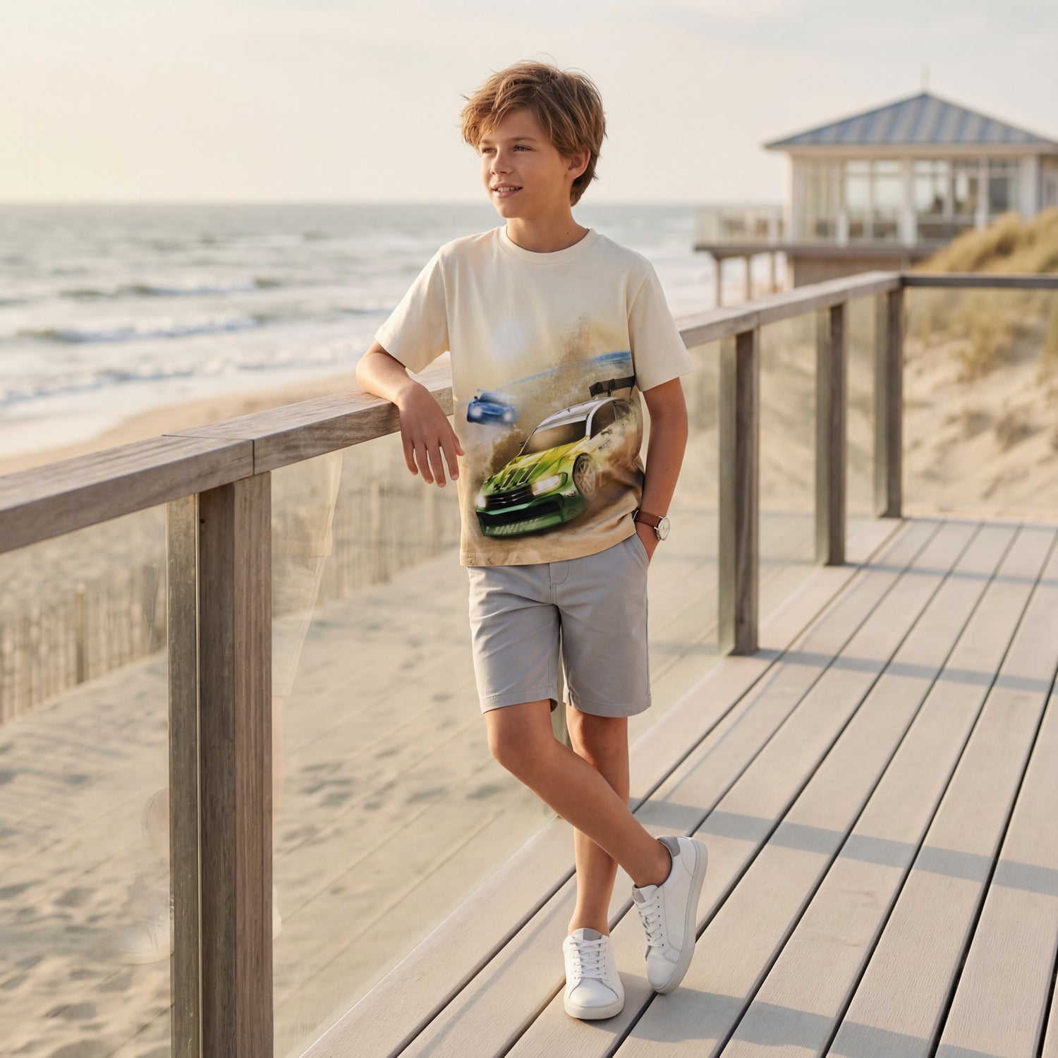 Boys Beach Race Organic Cotton T-Shirt