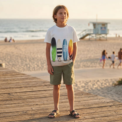 Boys Board Line-up Organic Cotton T-Shirt